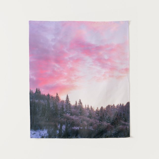 Tapiz Magnífica puesta de sol rosa brillante sobre el bo (Anverso)