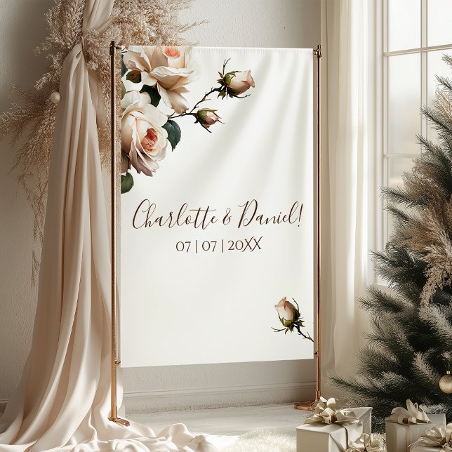 Tapiz Magnífico Rosa de aceite de Rubor Beige Boda (Gorgeous Blush Beige Oil Rose Wedding Tapestry)