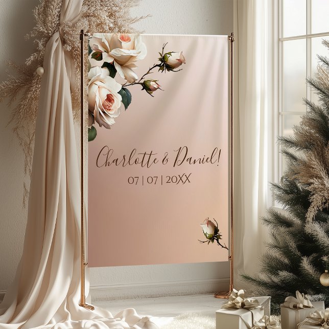 Tapiz Magnífico Rosa de aceite de Rubor Beige Boda (Gorgeous Blush Beige Oil Rose Wedding Tapestry)