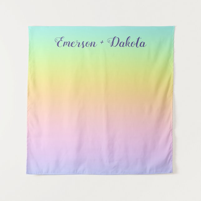 Tapiz Magnífico telón de fondo Boda de arcoiris Pastel (Anverso)