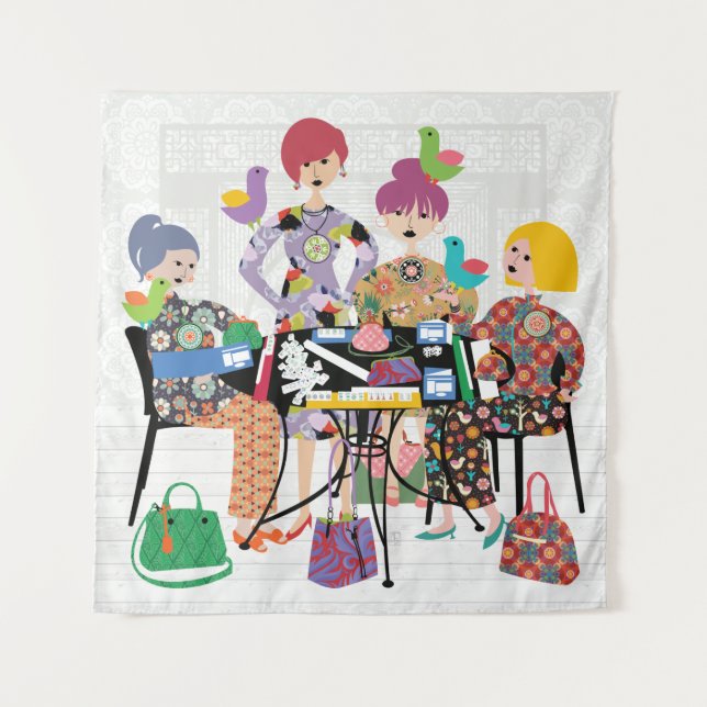 Tapiz Mah Jongg Birds Tapestry (Anverso)