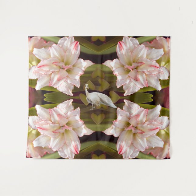Tapiz Majestic Peacock y Amaryllis Candy Cane (Anverso (horizontal))
