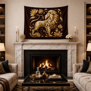 Tapiz Majestuoso León de Oro