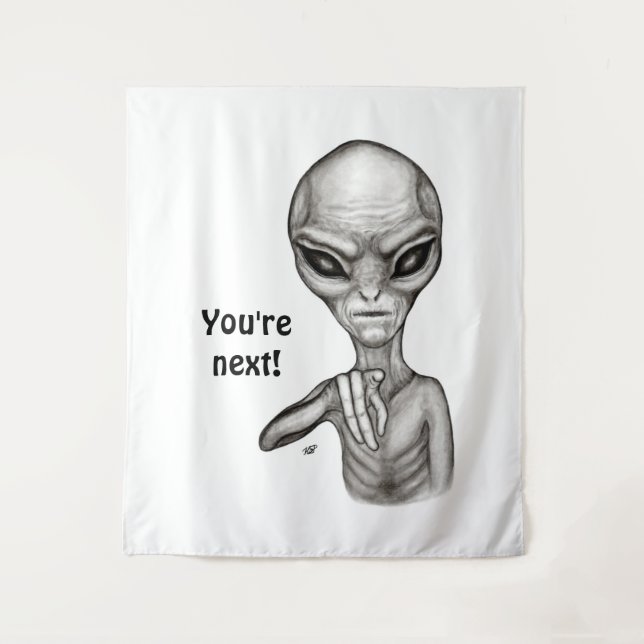 Tapiz ¡Mala Alien, eres la siguiente! (Anverso)