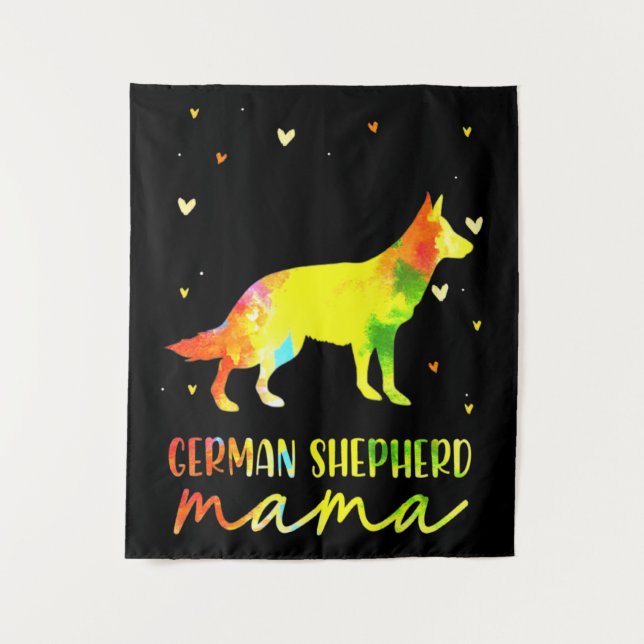 Tapiz Mamá colorida pastora alemana (Anverso)