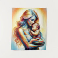 Mamá sosteniendo arte de abrazo luminoso