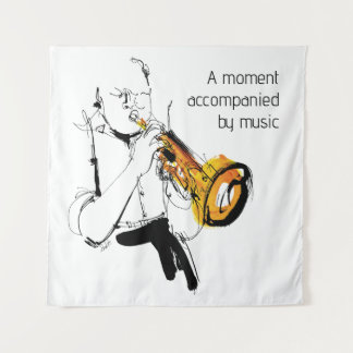 Tapiz Man Playing Trumpet - Jazz Music Art