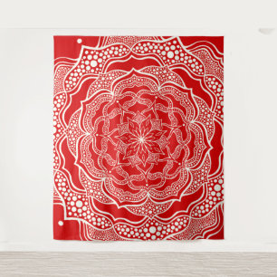 Tapiz Mandala Art Boho Moda Elegantes Navidades Rojos Bl
