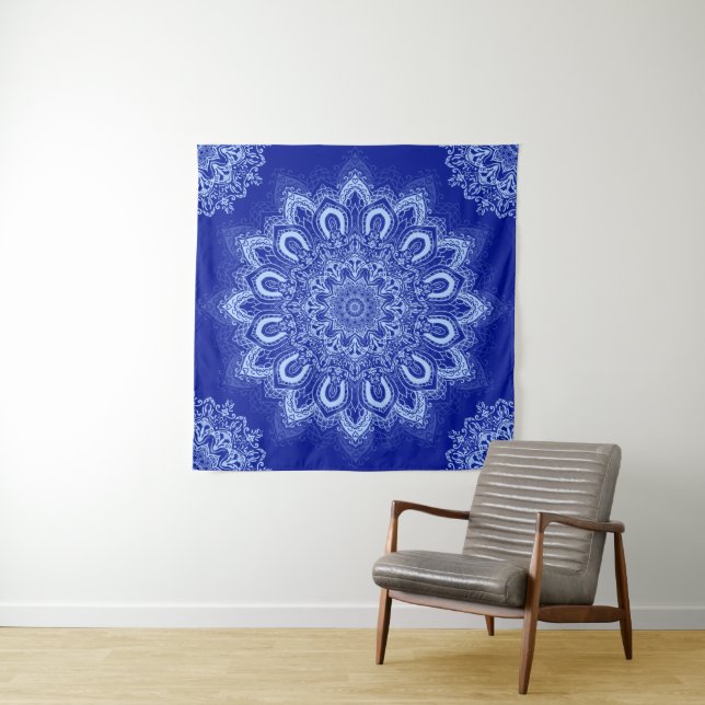 Tapiz Mandala azul elegante (In situ)