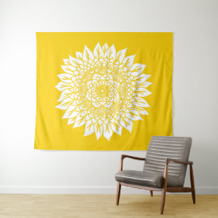 Tapiz Mandala del girasol amarillo boho