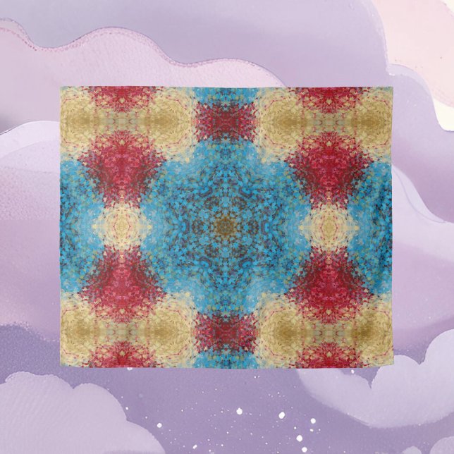 Tapiz Mandala digital azul rojo y amarillo (Subido por el creador)