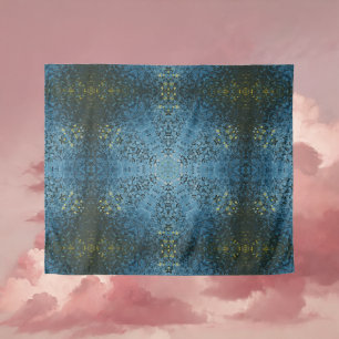 Tapiz Mandala digital azul y amarillo