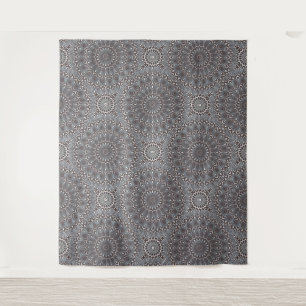 Tapiz Mandala elegante Boho elegante gris plateado