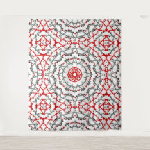Mandala en blanco, rojo y caqui.