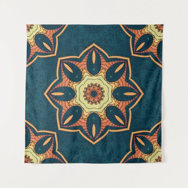 Tapiz Mandala étnica: patrón de cosecha ininterrumpida (Anverso)