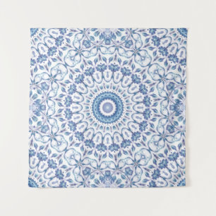 Tapiz Mandalá Floral Azul