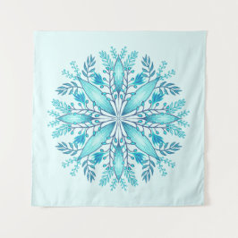 Tapiz Mandala floral - Boho azul turquesa Snowflake