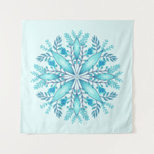 Tapiz Mandala floral - Boho azul turquesa Snowflake
