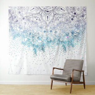 Tapiz Mandala floral elegante e imagen de confeti