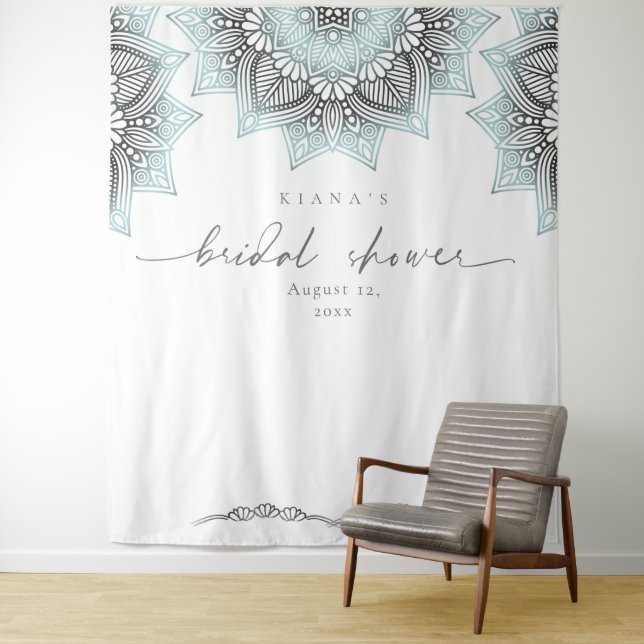Tapiz Mandala Lace Boda Bridal Shower Lt. Blue ID968 (In situ)