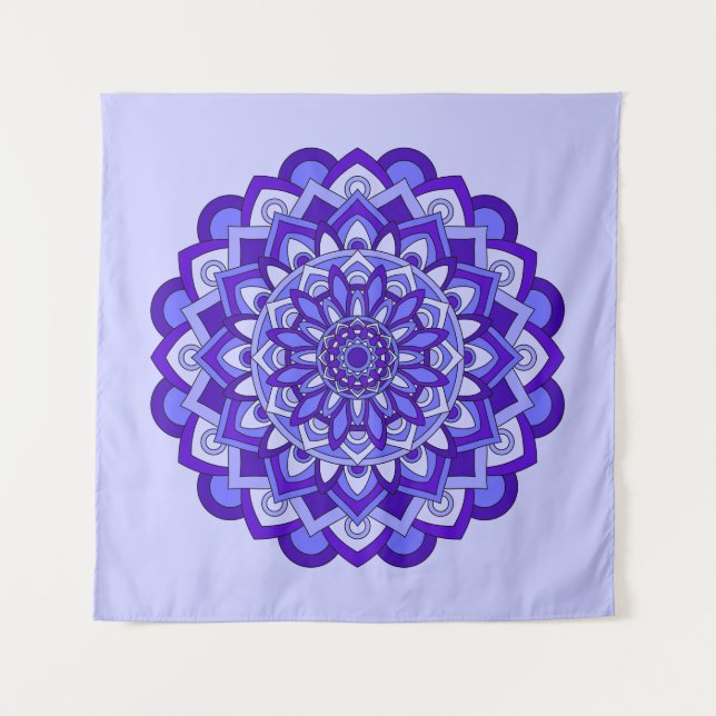 Tapiz Mandala morada floral (Anverso)
