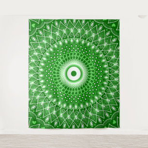 Tapiz Mandala verde espiritual moderna geométrica elegan