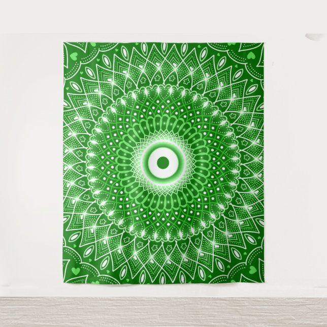 Tapiz Mandala verde espiritual moderna geométrica elegan (Anverso)