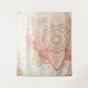 Tapiz Mandarina Crema Rosa Mandala Bohemio Moda Boho