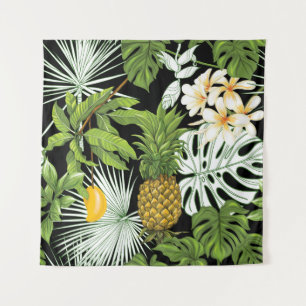 Tapiz Mango de piña: Ilustracion negro de cosecha.