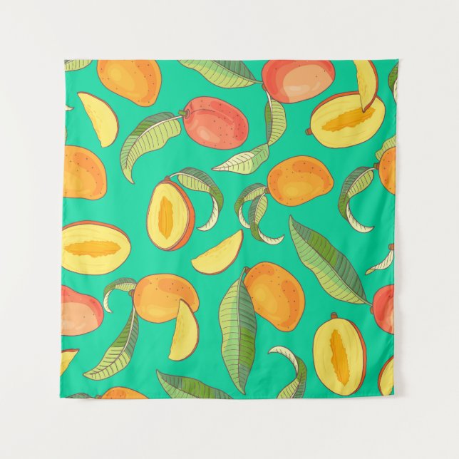 Tapiz Mango Medley: Patrón de fruta tropical (Anverso)