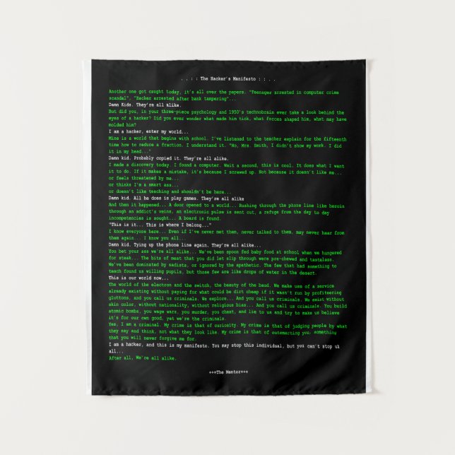 Tapiz Manifiesto del hacker (Anverso)