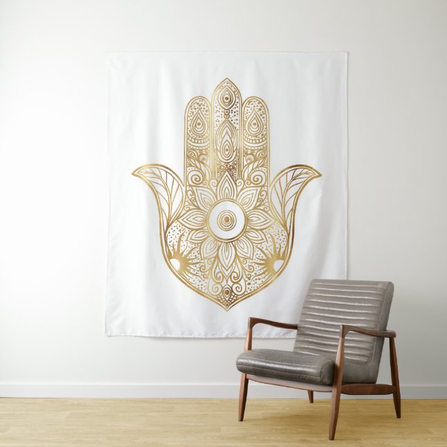 Tapiz Mano Hamsa Gold Sunflower (In situ)