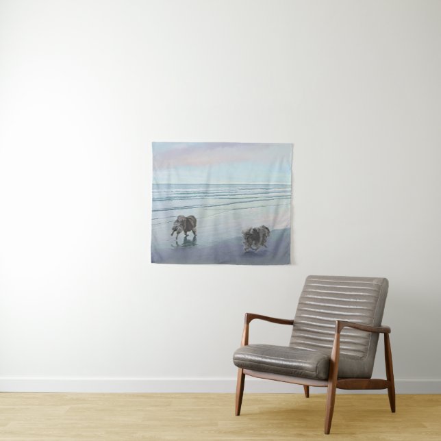 Tapiz Manos en la pintura de perro en la costa (In situ (horizontal))