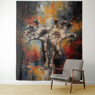 Tapiz Manos Surrealistas Emergentes de Pies Expresivos