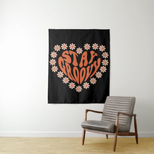 Tapiz Mantente Groovy Heart Con Flores