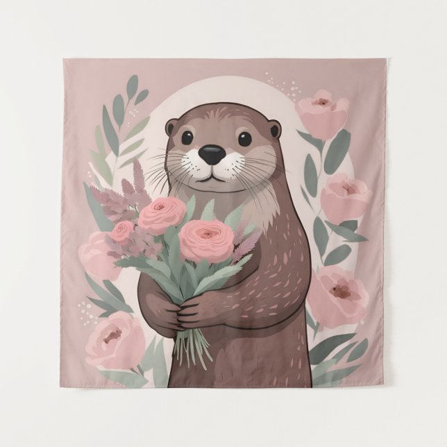 Tapiz Mantequilla Adorable Con Flores (Anverso)