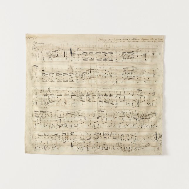 Tapiz Manuscrito de Chopin de música de hojas antiguas (Anverso (horizontal))