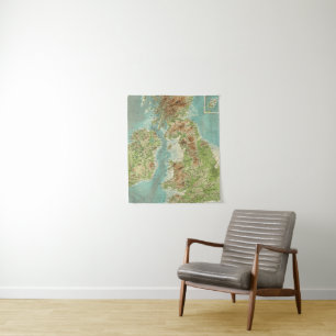 Tapiz Mapa bathyorographical de las islas británicas