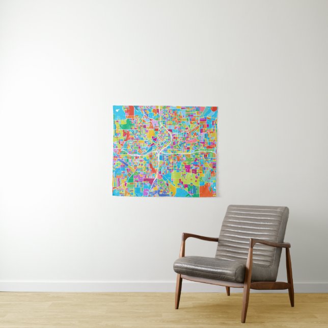 Tapiz Mapa colorido de Atlanta (In situ (horizontal))
