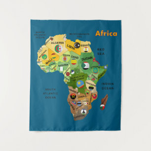 Tapiz Mapa de África con banderas