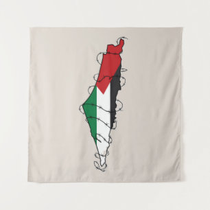 Tapiz Mapa de alambre de púas de Palestina Libre