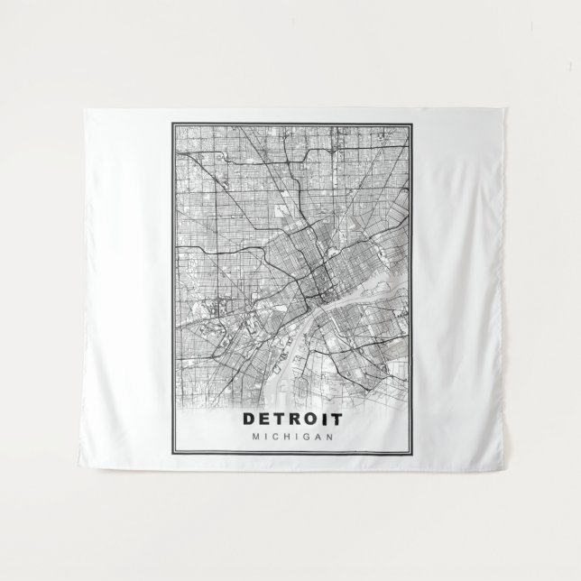 Tapiz Mapa de Detroit (Anverso (horizontal))