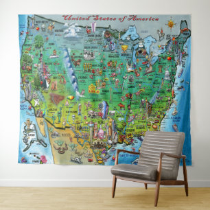 Tapiz Mapa de diversiones de Estados Unidos