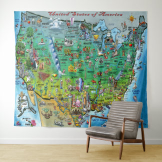 Tapiz Mapa de diversiones de Estados Unidos