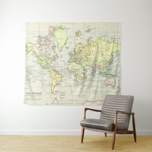Tapiz Mapa de época del mundo (1899)