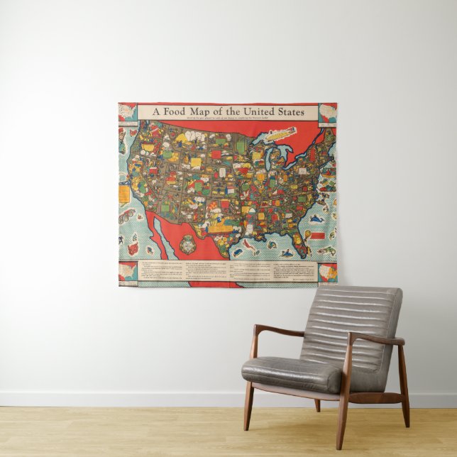 Tapiz Mapa de la comida de los Estados Unidos (In situ (horizontal))