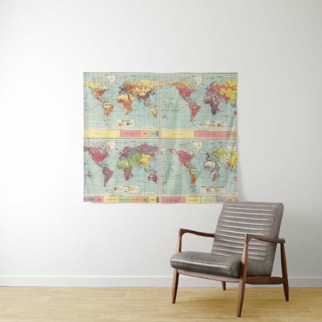 Tapiz Mapa de la población de mundo (In situ (horizontal))