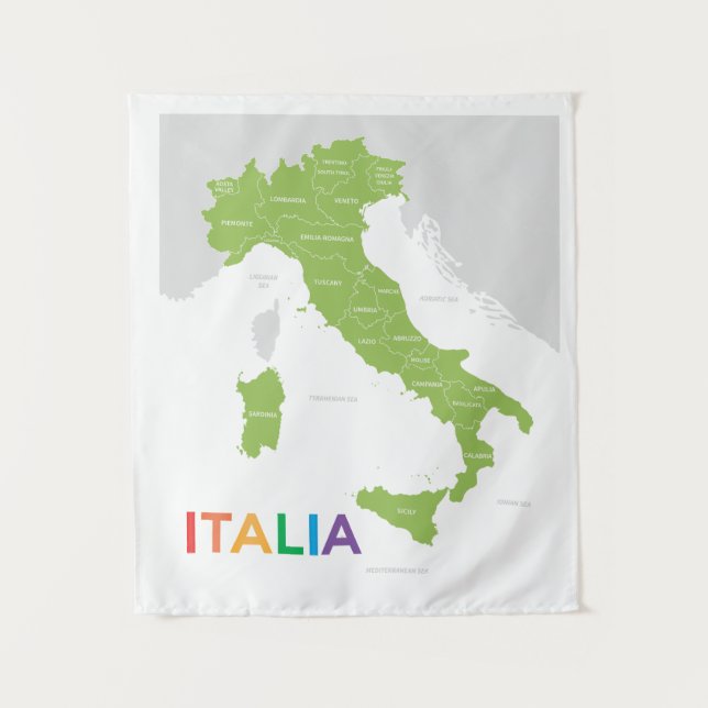 Tapiz Mapa de las regiones de Italia (Anverso)