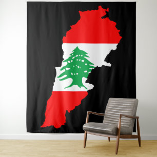 Tapiz Mapa de Líbano con bandera
