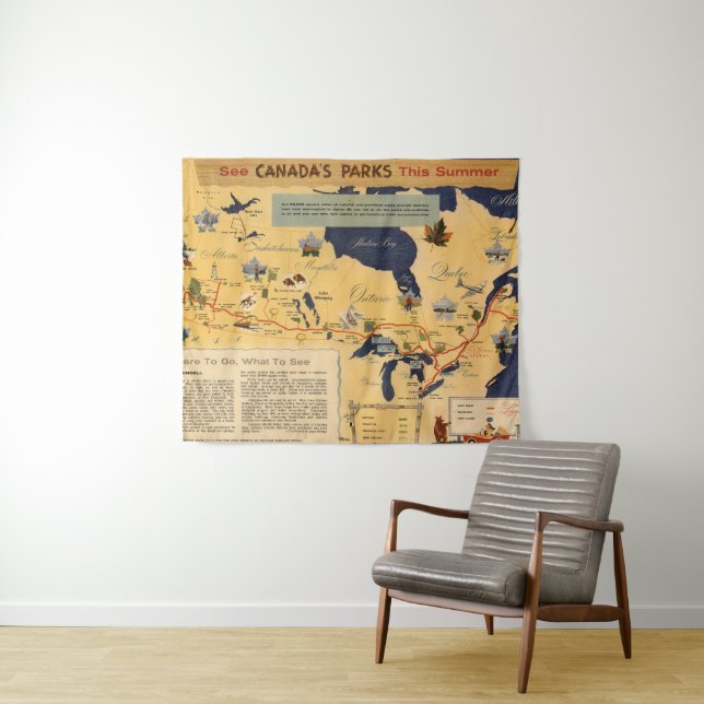 Tapiz Mapa de los parques de Canadá - de Canadá (In situ (horizontal))